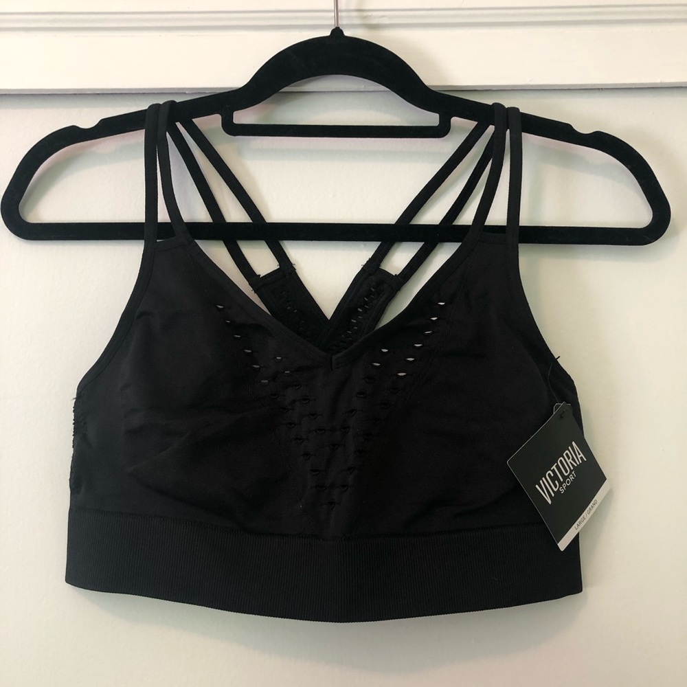 Black Victoria Sport Strappy Sports Bra